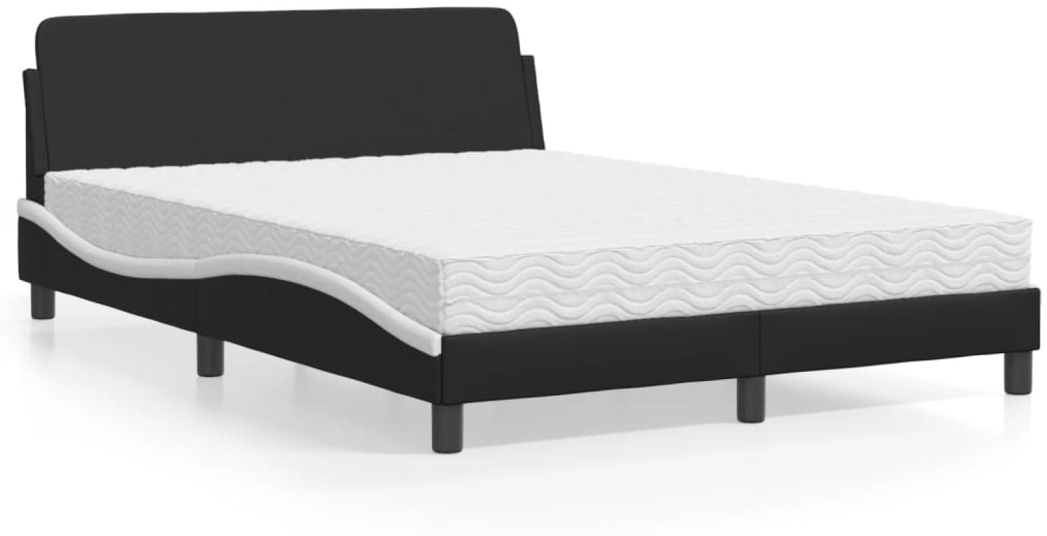 vidaXL Bett mit Matratze Schwarz und Weiß 140x200 cm Kunstleder 3208422 Bild 1