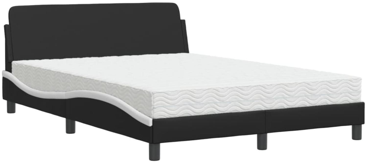 vidaXL Bett mit Matratze "Dover" Schwarz und Weiß 140x200 cm Kunstleder 3208422 Bild 1