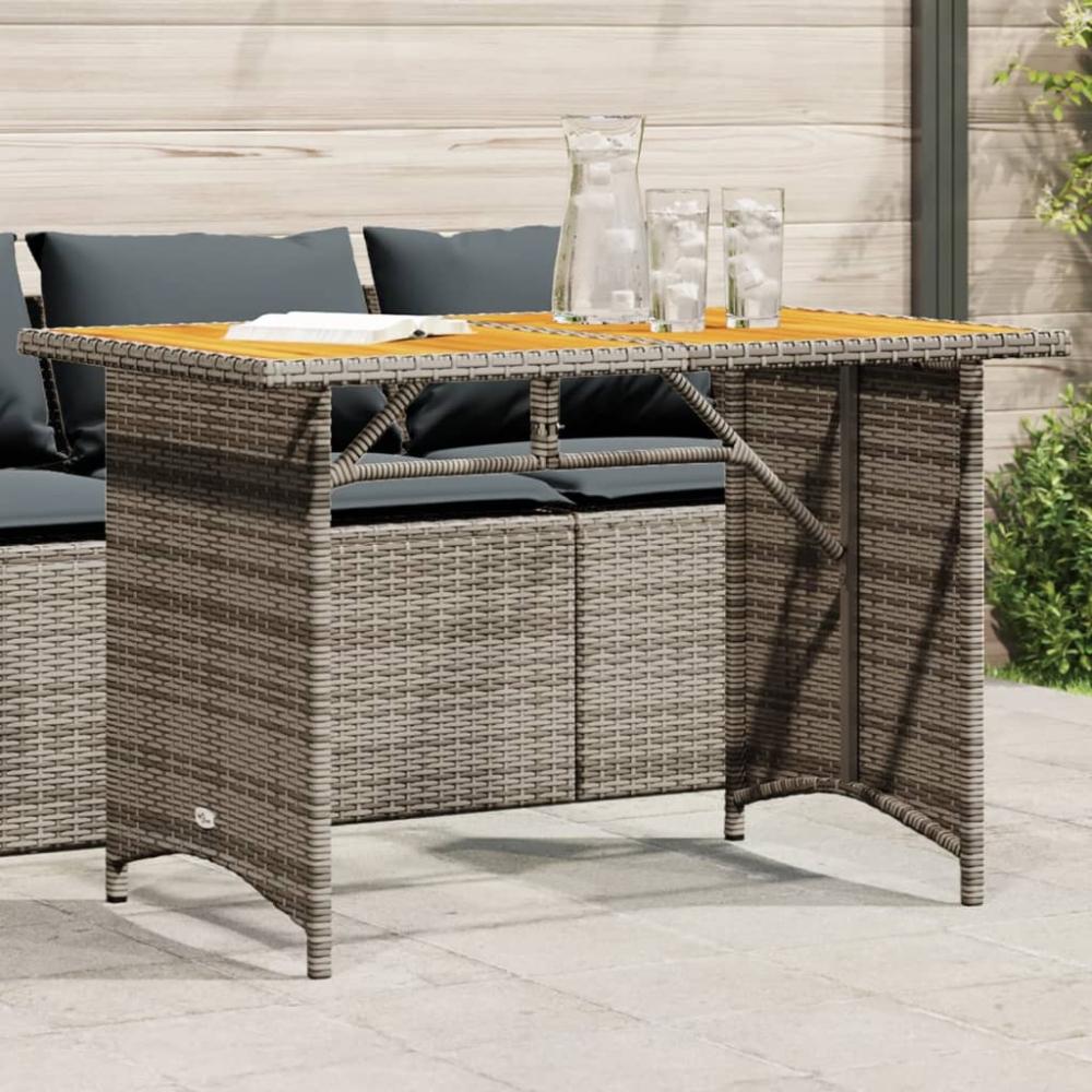 vidaXL Gartentisch mit Holzplatte Grau 110x68x70 cm Poly Rattan 366356 Bild 1