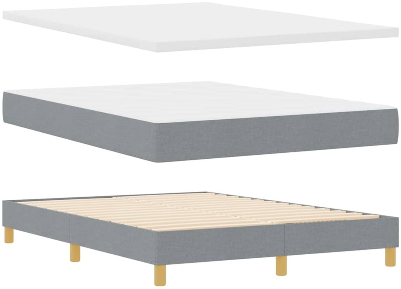 vidaXL Boxspringbett mit Matratze Creme 90x200 cm Stoff Hellgrau 3340269 Bild 1