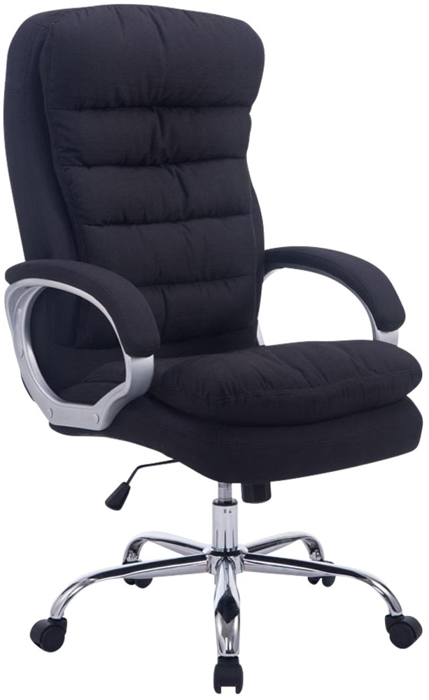 DELUKE® Bürostuhl SOUK Stoff - 116 x 68 x 77, Schwarz Stoff Metall in Chromoptik Gestell ergonomische Bürostühle Homeoffice Stuhl mit Rollen Bild 1