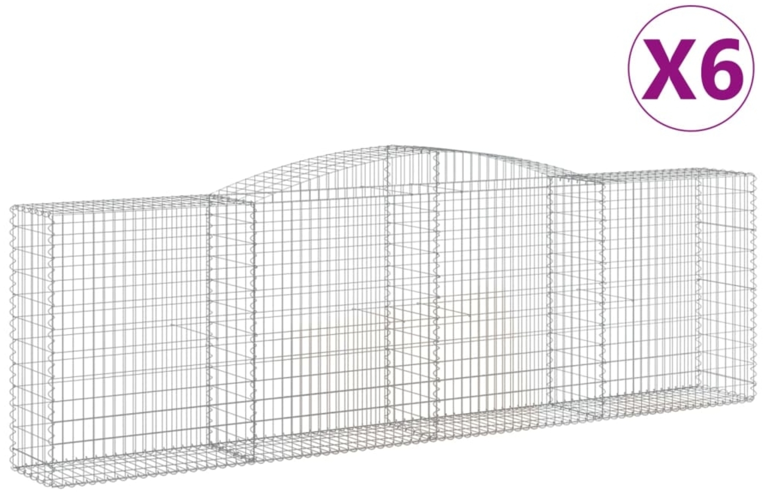 vidaXL Gabionen mit Hochbogen 6 Stk. 400x50x120/140cm Verzinktes Eisen 3147013 Bild 1