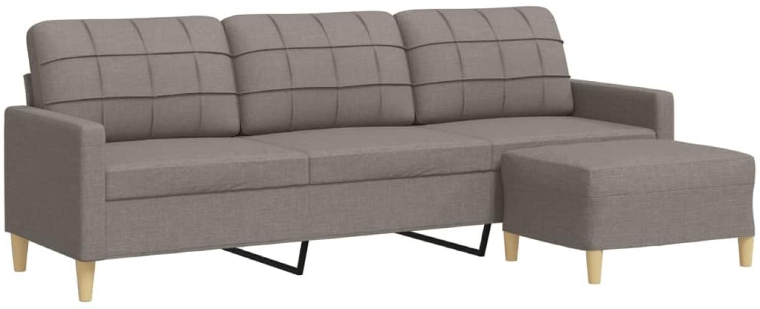 vidaXL 3-Sitzer-Sofa mit Hocker Taupe 210 cm Stoff 3278256 Bild 1