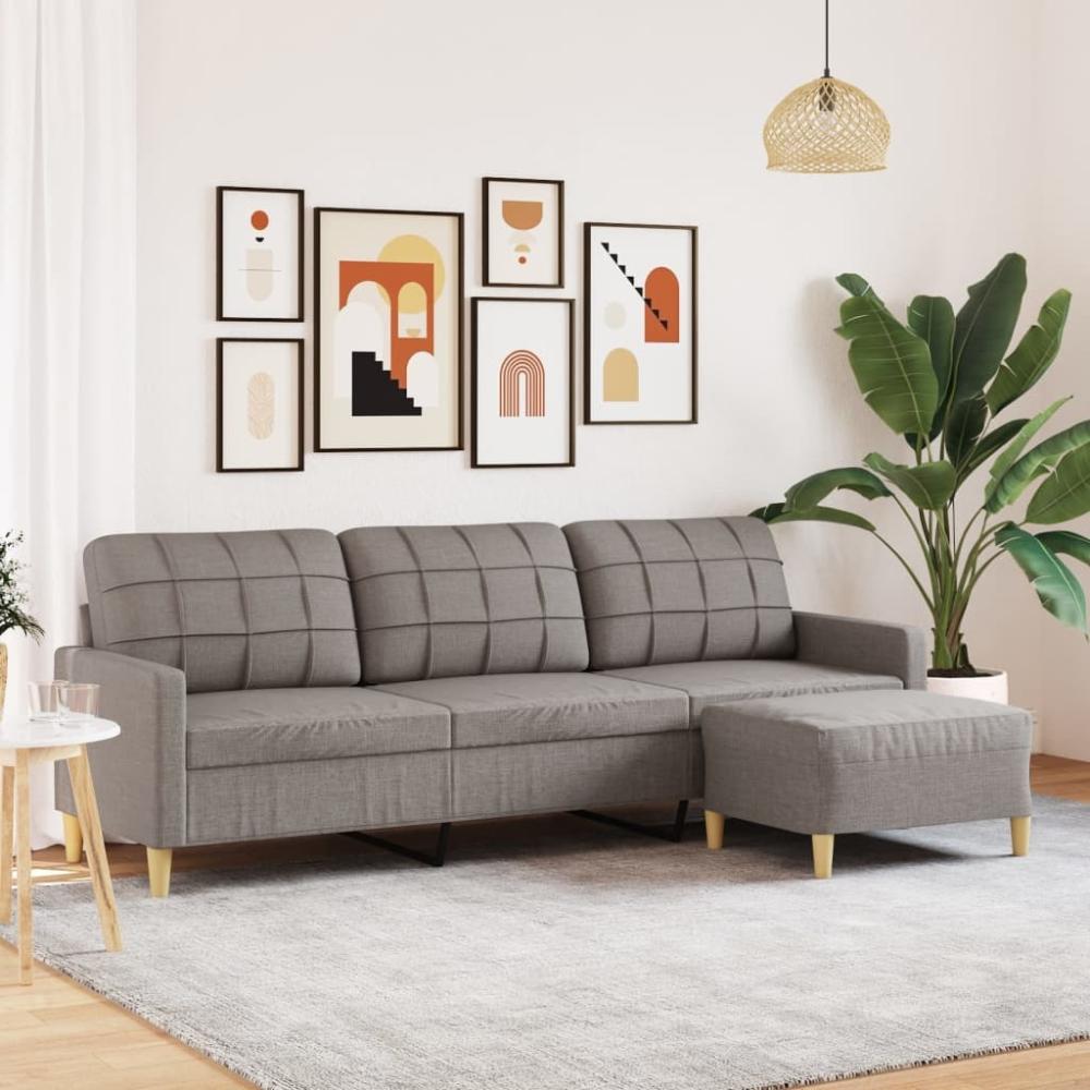 vidaXL 3-Sitzer-Sofa mit Hocker Taupe 210 cm Stoff 3278256 Bild 1