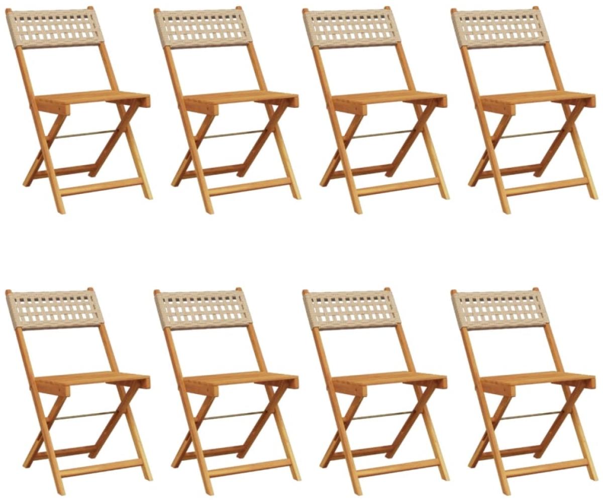 vidaXL Gartenstühle 8 Stk. Klappbar Beige Poly Rattan & Massivholz 3214600 Bild 1