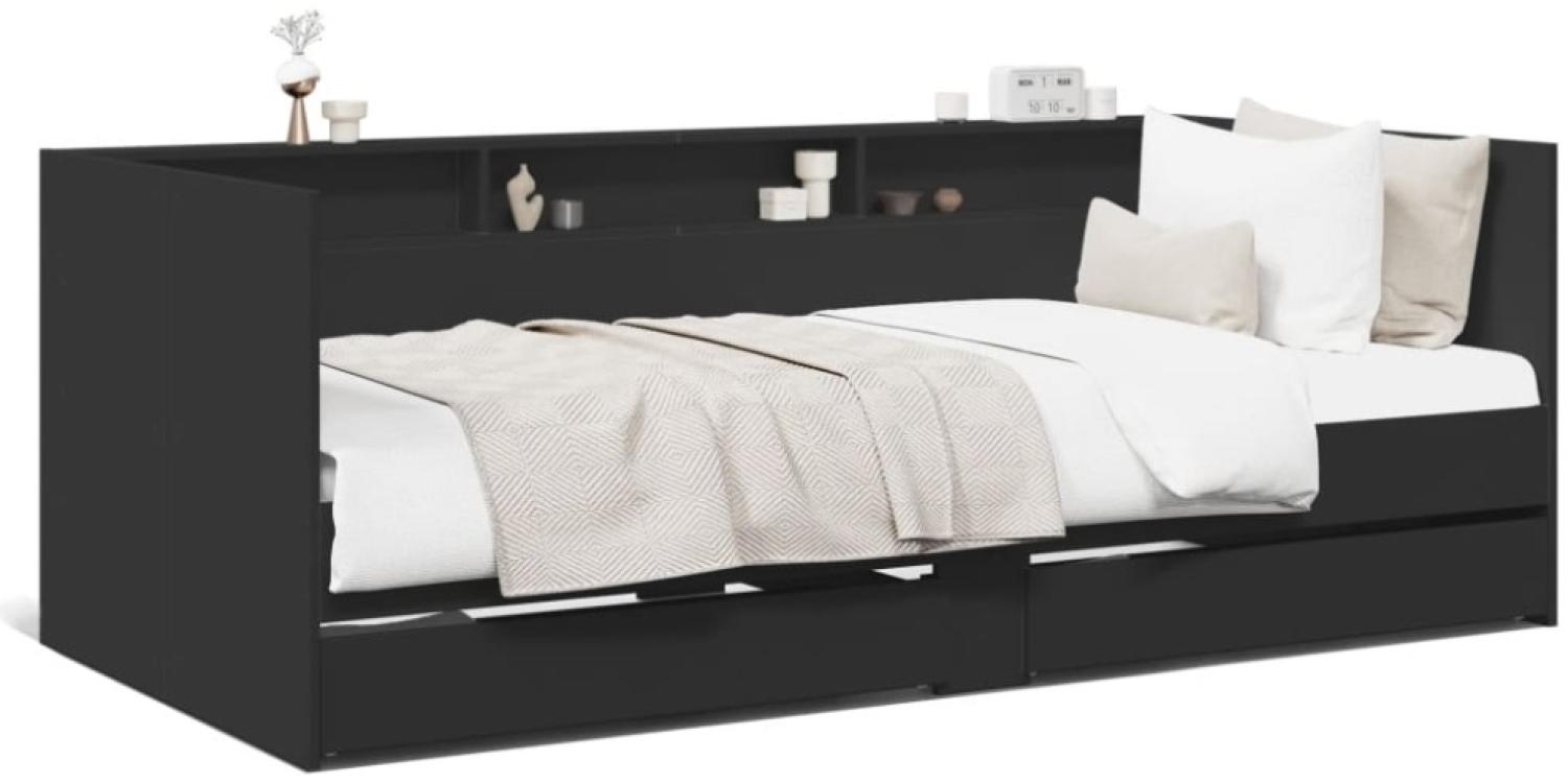 vidaXL Tagesbett mit Schubladen ohne Matratze Schwarz 75x190 cm 3280861 Bild 1