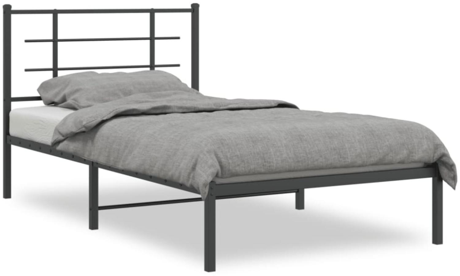 vidaXL Bettgestell mit Kopfteil Metall Schwarz 100x190 cm 355555 Bild 1