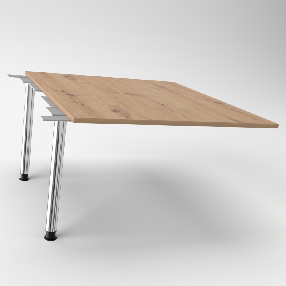 Rheinland Möbel Verkettungsplatte KONTI 120x130 cm – Erweiterungselement in Ahorn mit verchromten Rundrohrfüßen, Anbautisch für KONTI Konferenztische 280/400/520 cm Bild 1