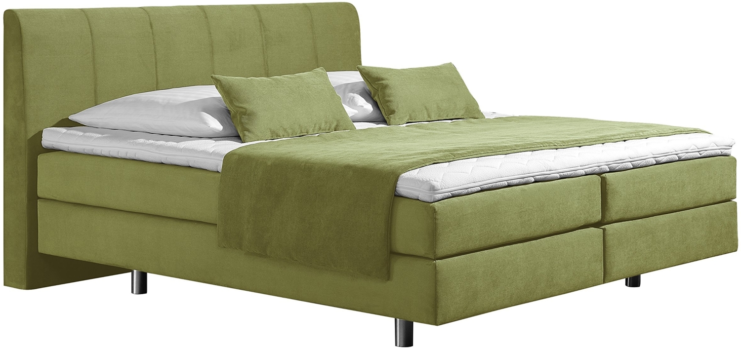 Maintal Boxspringbett Montepellier, 160 x 200 cm, Strukturstoff, 7-Zonen-Kaltschaum Matratze h2, lemon Bild 1