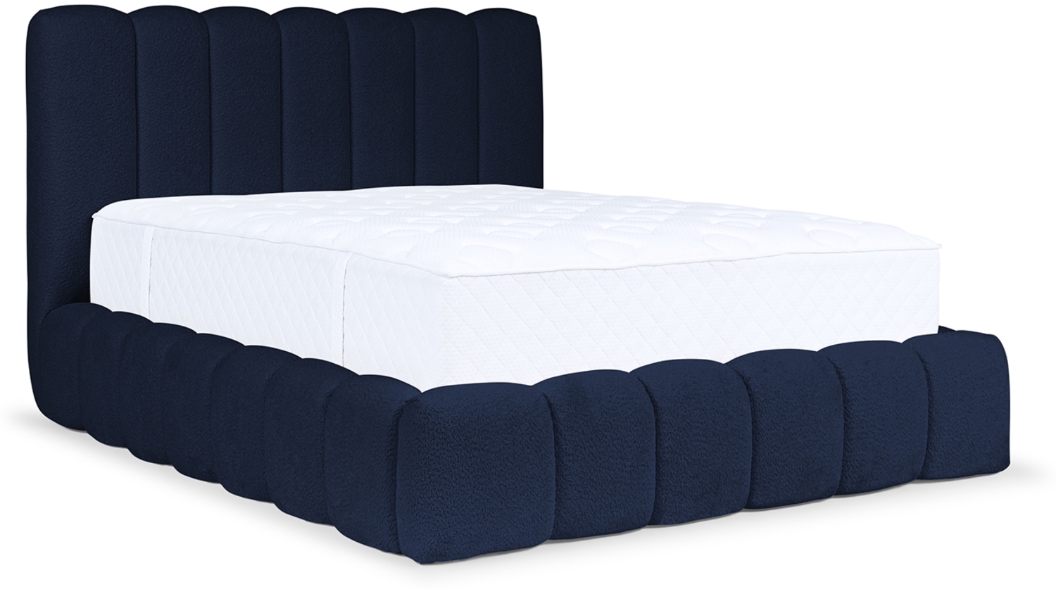 MEBLINI Polsterbett 120x200 mit Lattenrost mit Matratze - CARLOS - Blau Boucle - Bubble Bett - Cloud Bett - Marshmallow Bed - Kopfteil Bett mit Stauraum Bild 1