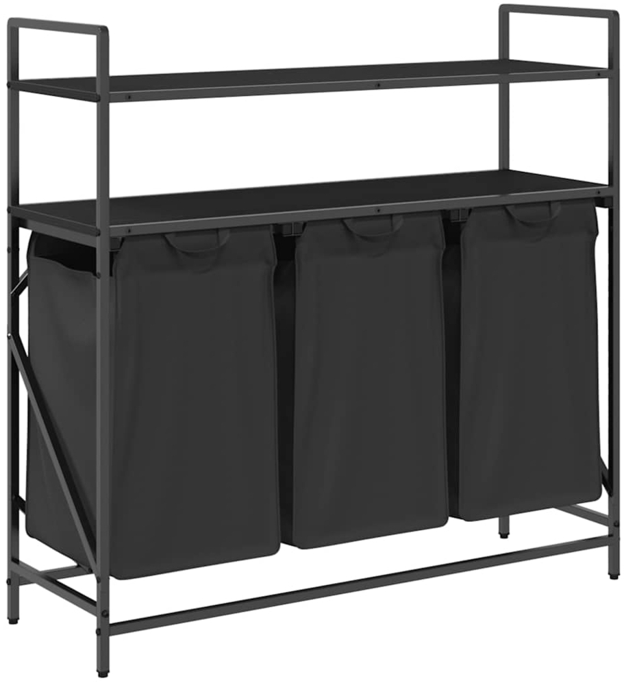 vidaXL Wäschekorb 3 Fächer mit Regalen Schwarze Eiche 859080 Bild 1