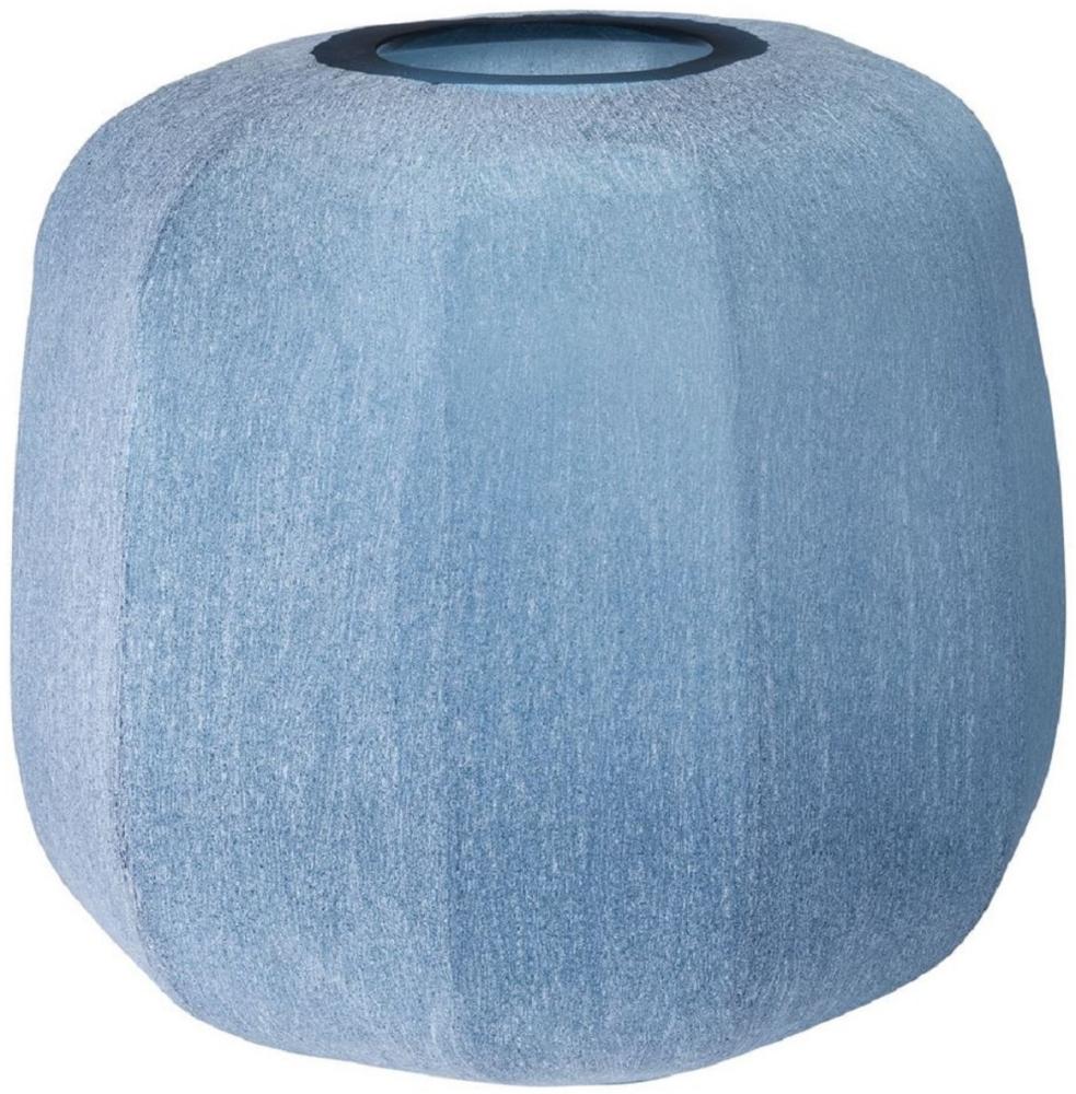 Casa Padrino Luxus Deko Glas Vase Blau Ø 33 x H. 32 cm - Mundgeblasene Blumenvase - Luxus Deko Accessoires Bild 1