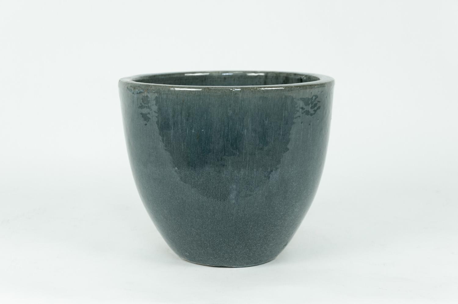 Pflanzgefäß Übertopf Blumentopf FROSTFEST Keramik "EggPot" 37cm Falling Grey Bild 1