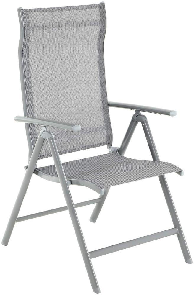 SONGMICS Gartenstuhl, klappbar mit 8-fach verstellbarer Rückenlehne, Aluminiumgestell grau, bis 150 kg belastbar Bild 1
