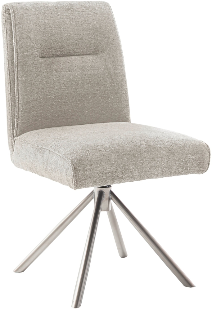 DELANE 4-Fuß Stuhl - 2er Set - Creme / Strukturgewebe / Edelstahl gebürstet Bild 1