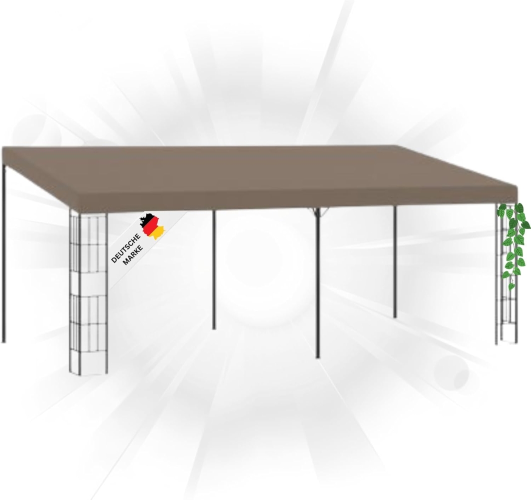 DELUKE® Gartenpavillon Pergola LYMP 6x3 m Taupe Stoff Terrassenüberdachung Garten Pavillon Rankhilfe Sonnenschutz Gartenpergola Gartenpavillon mit Sonnendach Bild 1