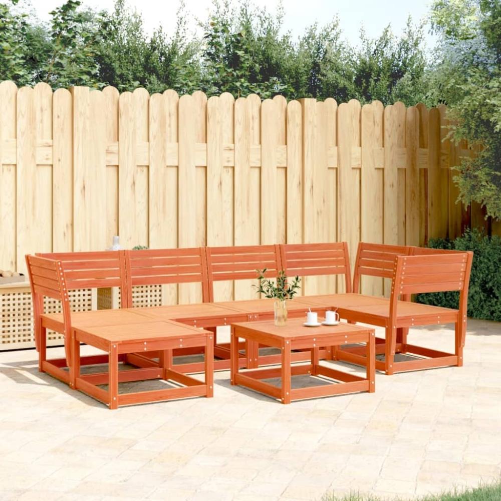 vidaXL 6-tlg. Garten-Sofagarnitur Wachsbraun Massivholz Kiefer 3217032 Bild 1