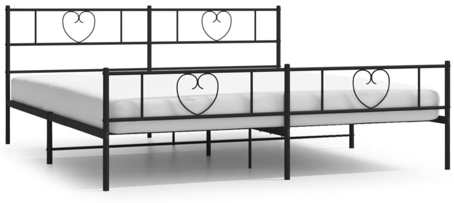 vidaXL Bettgestell mit Kopf- und Fußteil, Metall, Schwarz, 183x213 cm Bild 1