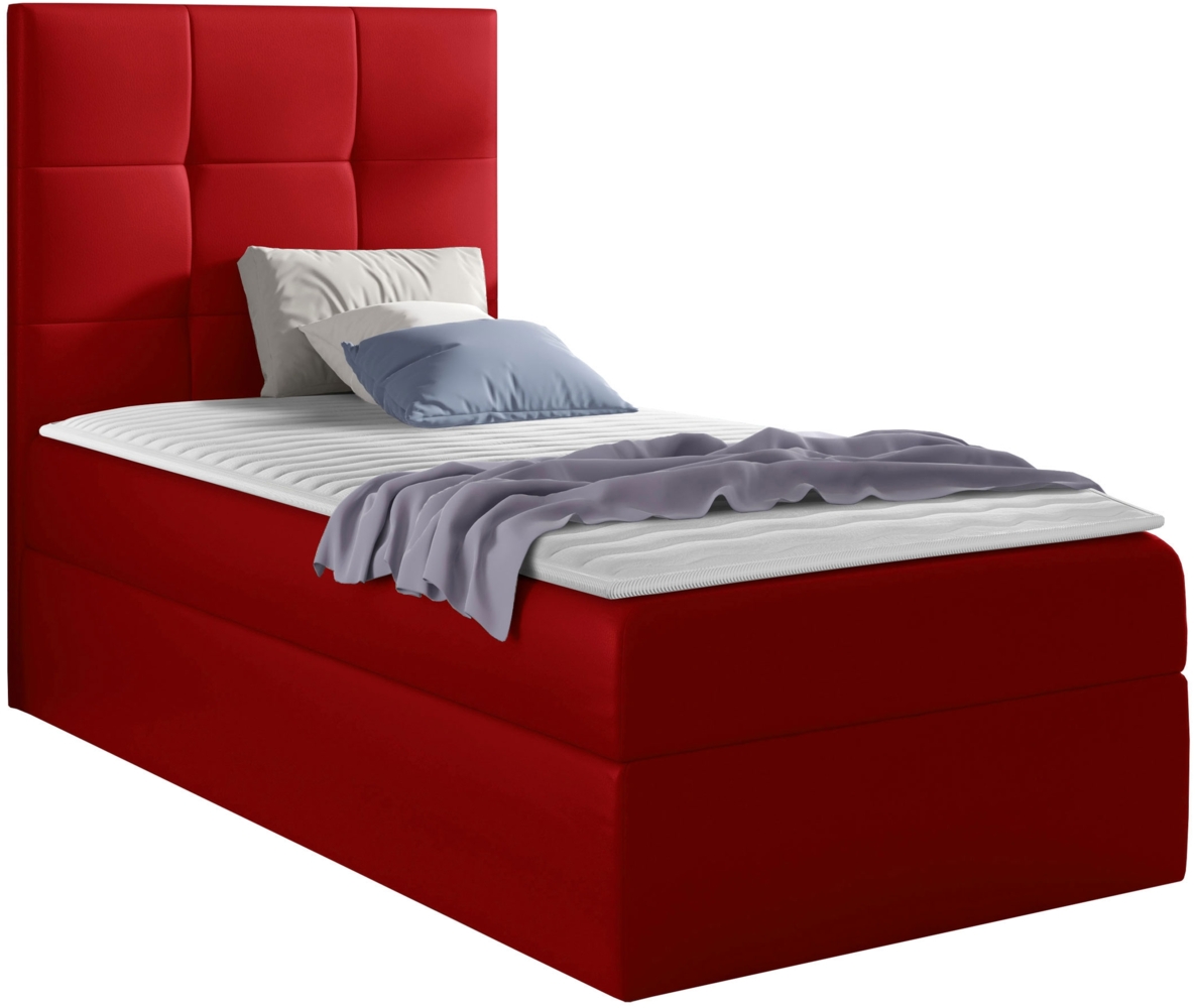 Boxspringbett 'Minvan 2' links, rot, 100x200 cm Bild 1