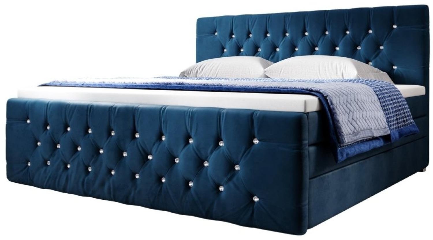 Boxspringbett Nobile mit Strass und Stauraum Weiß 180x200 H3 Bild 1