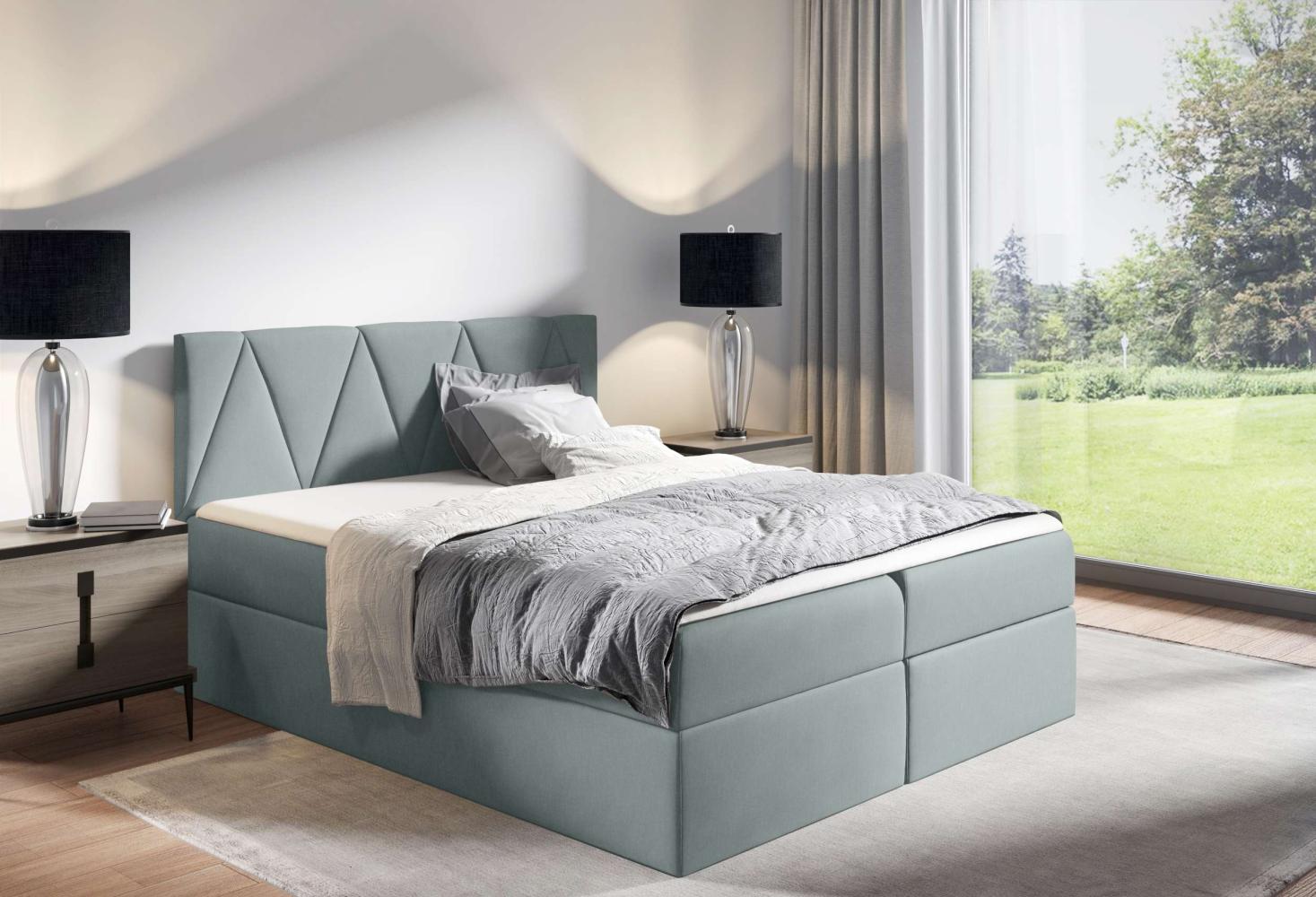 99rooms Emma Boxspringbett 160x200 cm Strukturstoff INARI Hellgrau Bild 1