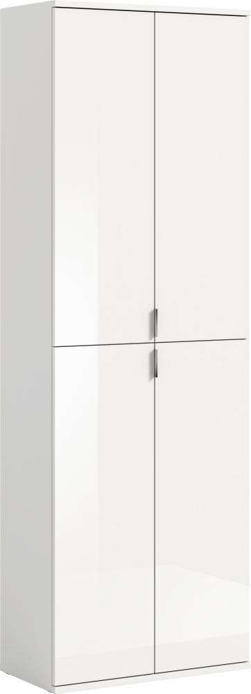 Großer Garderobenschrank Projekt X - Weiß / Weiß Hochglanz Bild 1