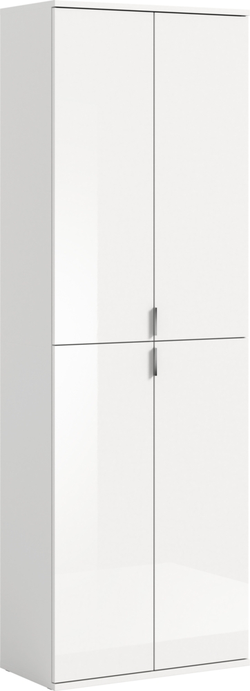 Großer Garderobenschrank Projekt X - Weiß / Weiß Hochglanz Bild 1
