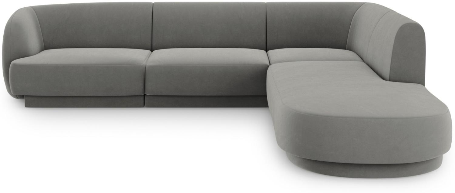 Micadoni 6-Sitzer Ecke rechts Sofa Miley | Beinfarbe Black Plastic, Hellgrau, Samt Bild 1