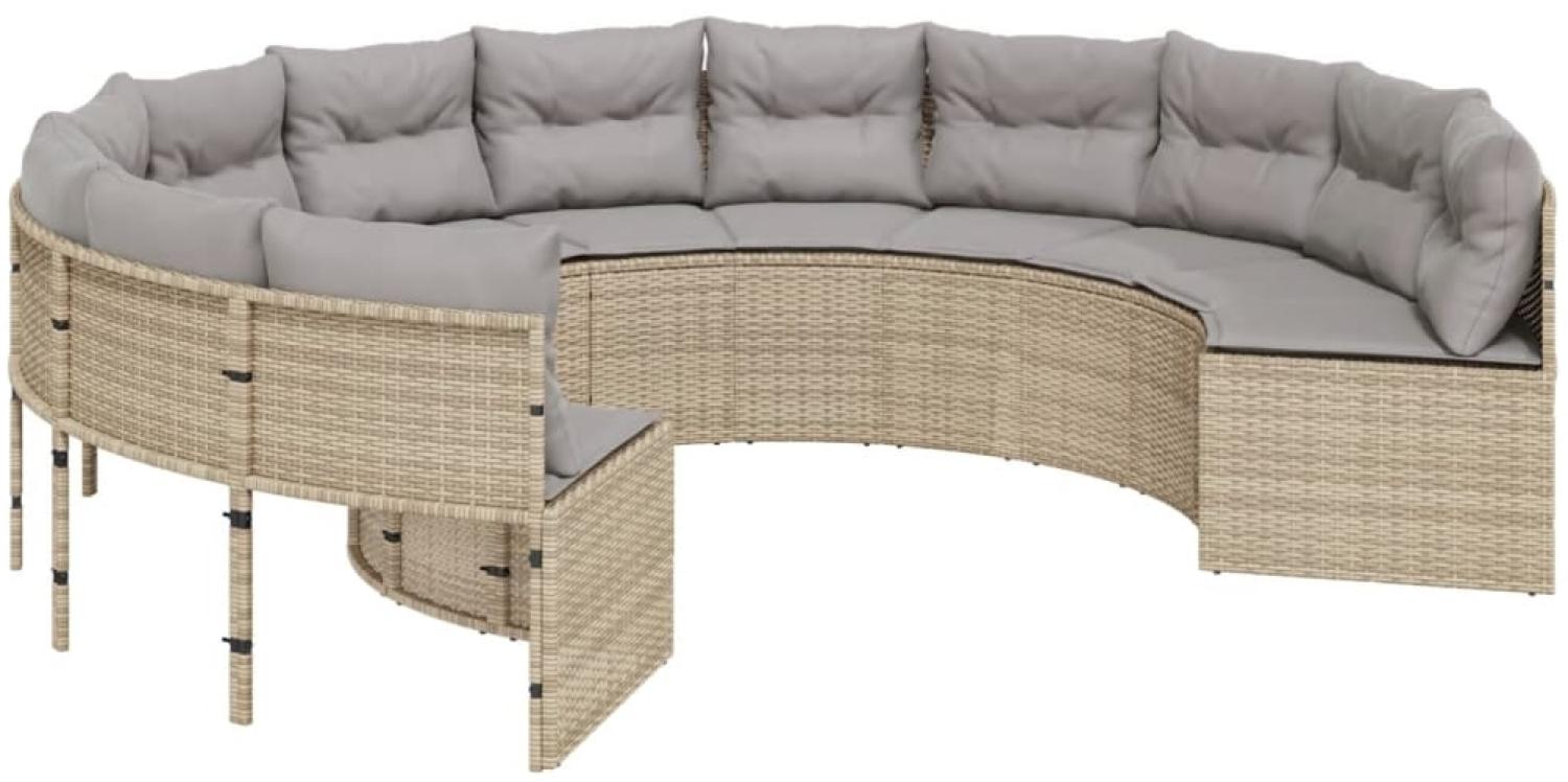 vidaXL Gartensofa mit Kissen Rund Beige Poly-Rattan 3318542 Bild 1