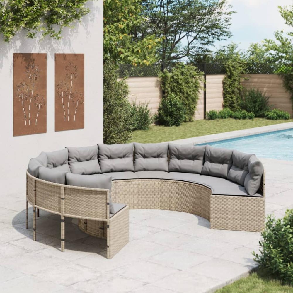 vidaXL Gartensofa mit Kissen Rund Beige Poly-Rattan 3318542 Bild 1