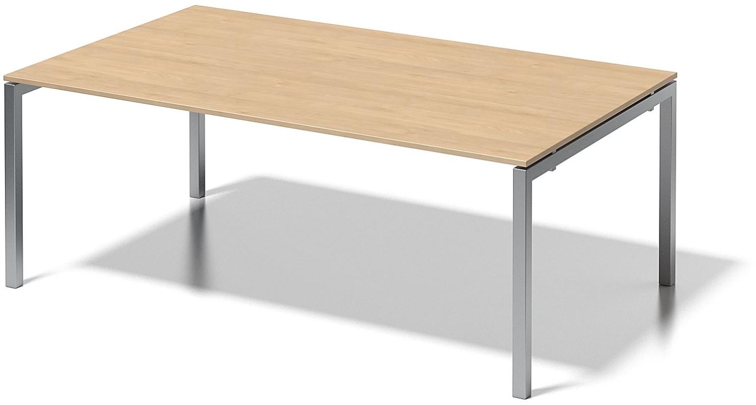 Cito Chefarbeitsplatz/Konferenztisch, 740 mm höhenfixes U-Gestell, H 19 x B 2400 x T 1200 mm, Dekor ahorn, Gestell silber Bild 1