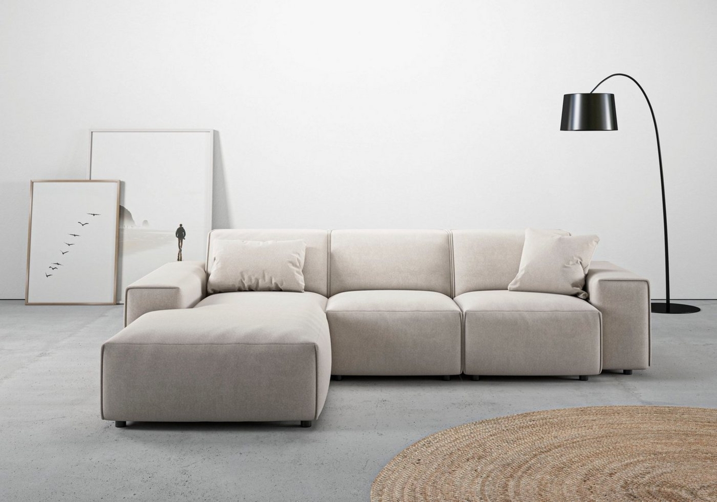 andas Ecksofa Glimminge L-Form auch in Breitcord, Feincord + Easy care-Bezug, Breite 264, Zierkissen Bild 1