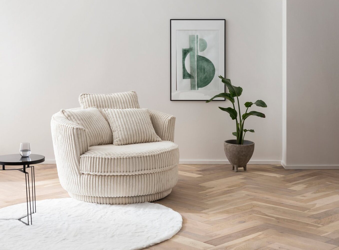 Home affaire Drehsessel MAISIE, Love Seat XXL, Lese-Sessel BIG-, Sessel in MEGA CORD u. Web-Velours, 360 Grad drehbar Bild 1