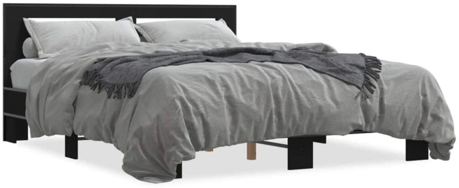 vidaXL Bettgestell Schwarz 150x200 cm Holzwerkstoff und Metall 3280097 Bild 1
