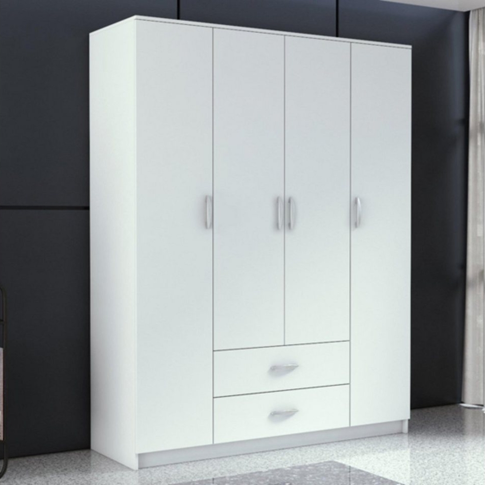 Beautysofa Drehtürenschrank Felix (160 cm Kleiderschrank, Weiß Schrank im modernes Stil) mit 4 Drehtüren Bild 1