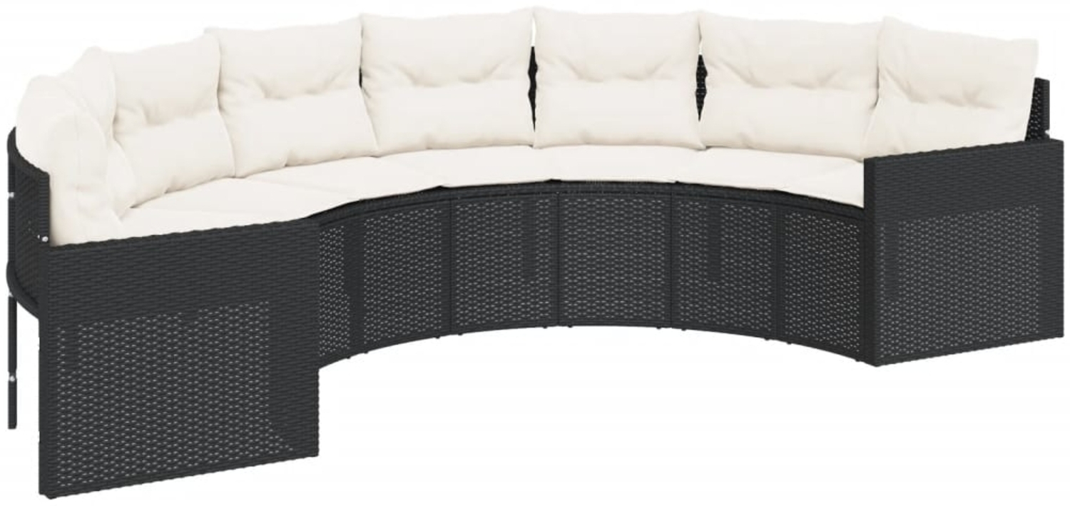 vidaXL Gartensofa mit Kissen Halbrund Schwarz Poly-Rattan 3318513 Bild 1