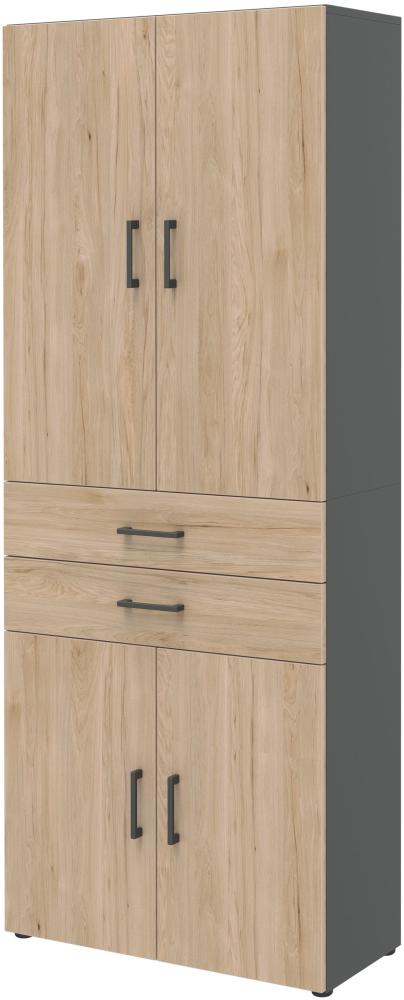 Aktenschrank VIII - 4 Türen, 2 Schubkästen - Anthrazit/Hickory Bild 1