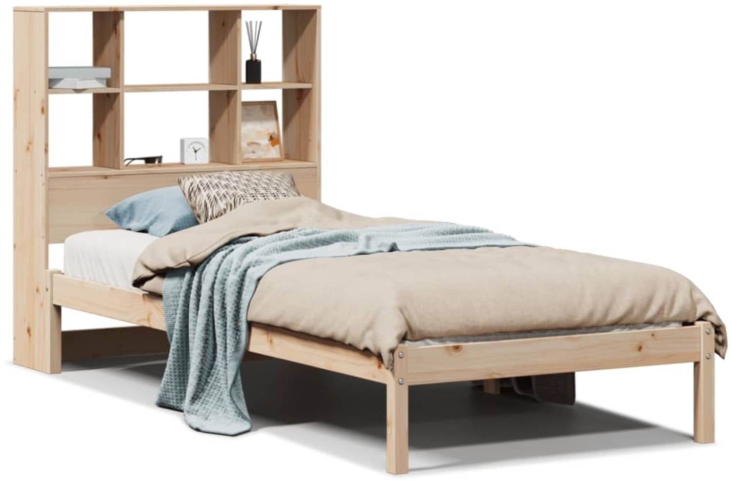vidaXL Massivholzbett mit Regal ohne Matratze 100x200 cm Kiefer 3321583 Bild 1