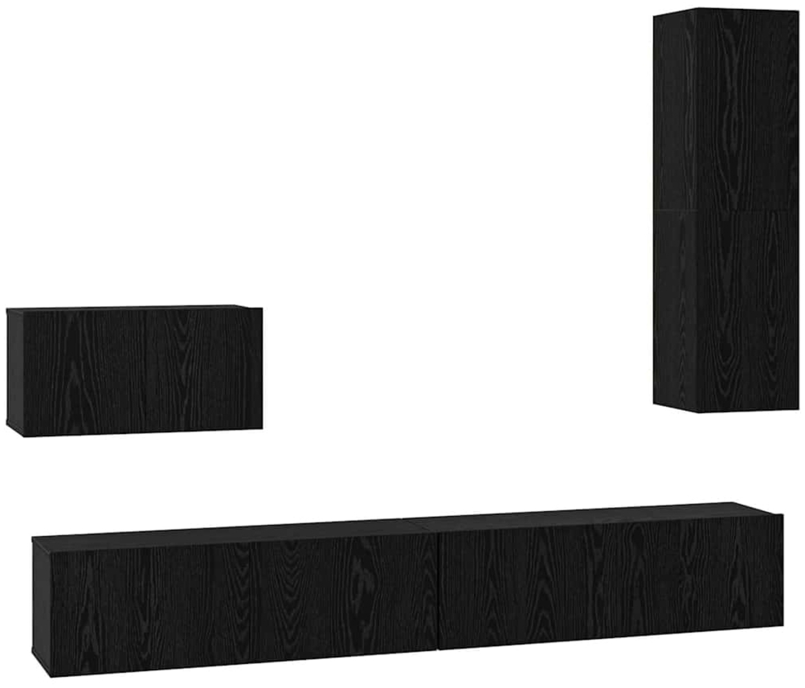 vidaXL Wand-TV-Schrank 4 pcs Schwarz Eichen-Optik Holzwerkstoff 3393175 Bild 1