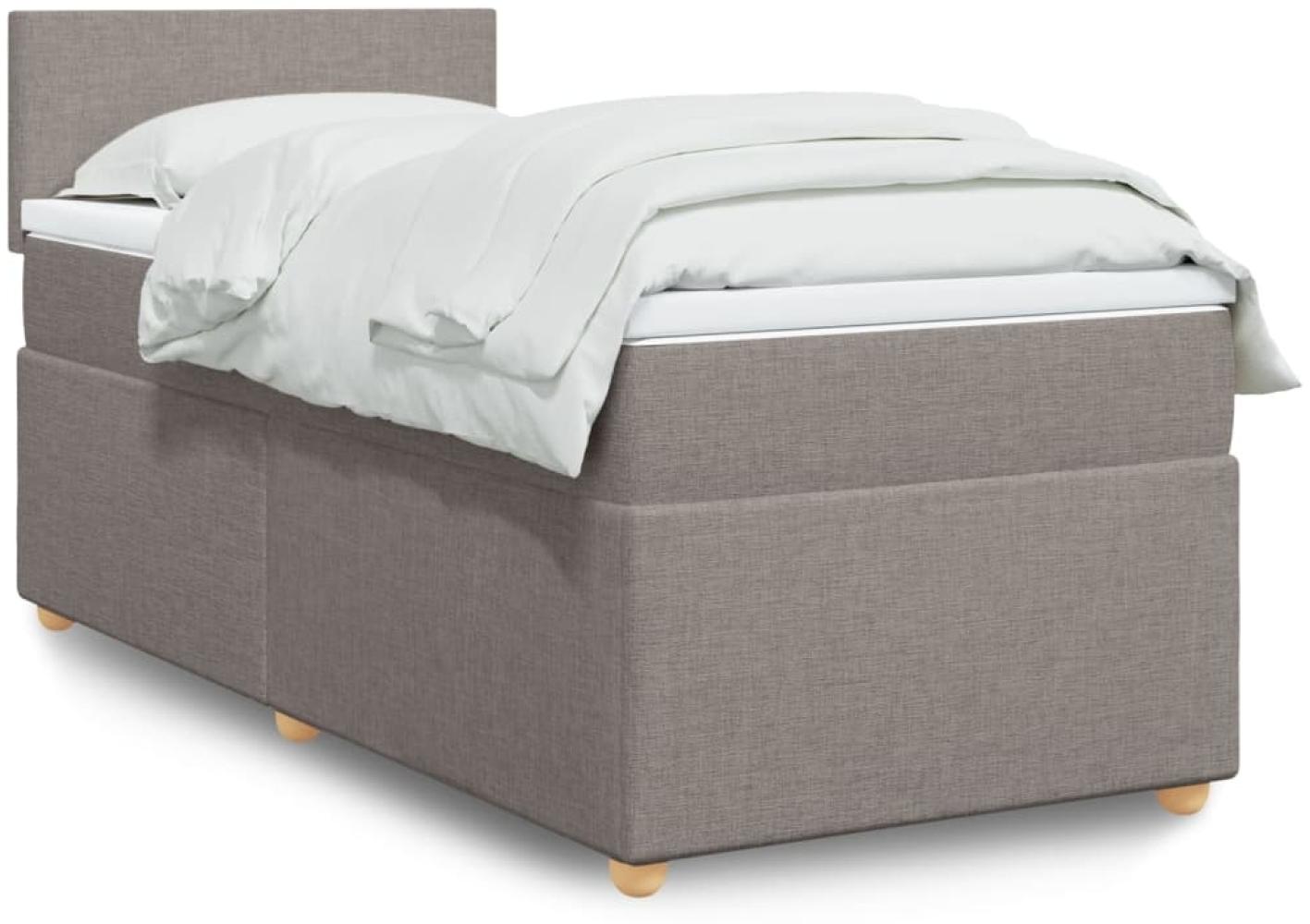 vidaXL Boxspringbett mit Matratze Taupe 90x200 cm Stoff 3288860 Bild 1