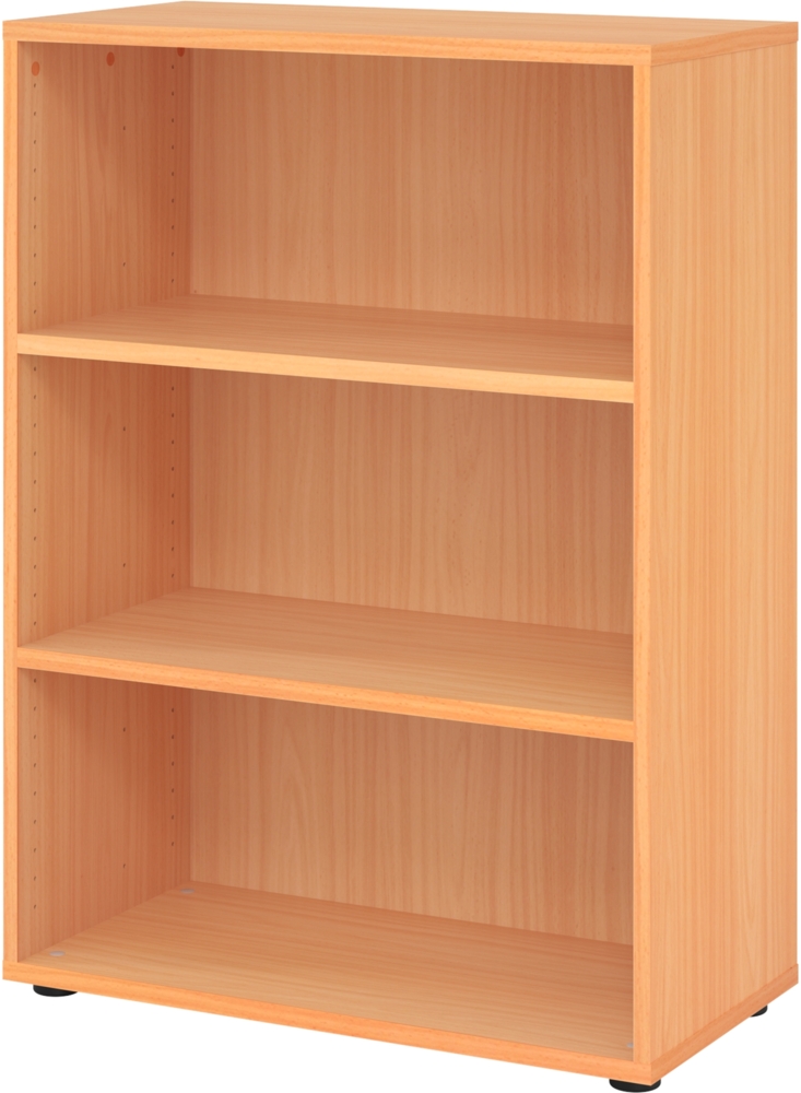 bümö Regal Buche, Standregal aus Holz für 3 Ordnerhöhen - Bücherregal klein 80 cm breit, Aktenregal für Ordner & Bücher, kleines Büroregal, Holzregal, Ordnerregal, Buchregal Dachschräge, 938RE-6 Bild 1