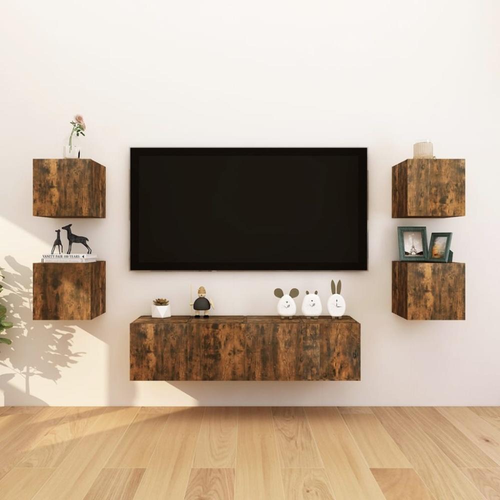 vidaXL TV-Wandschrank 8 Stk. Räuchereiche 30,5x30x30 cm 3120323 Bild 1