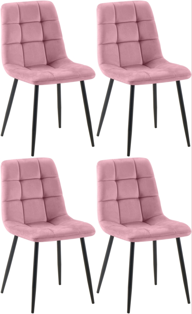 CLP 4er Set Esszimmerstühle Antibes Samtbezüge bis 150 kg belastbar,rosa Bild 1