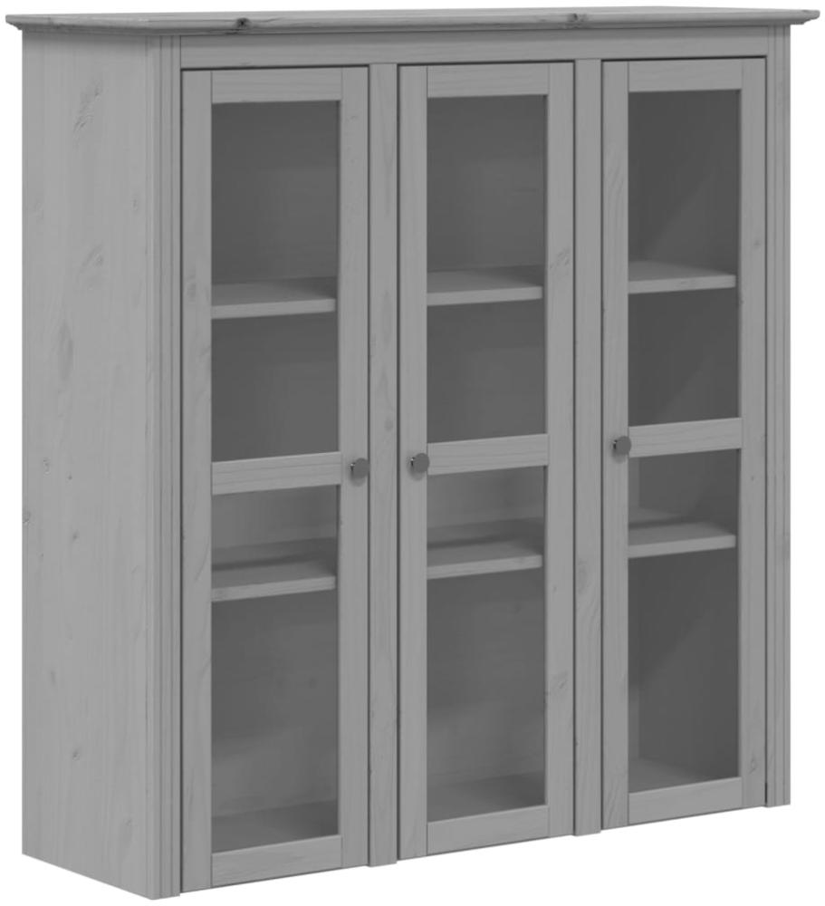 vidaXL Vitrinenschrank mit Glastüren BODO Grau Massivholz Kiefer 355079 Bild 1