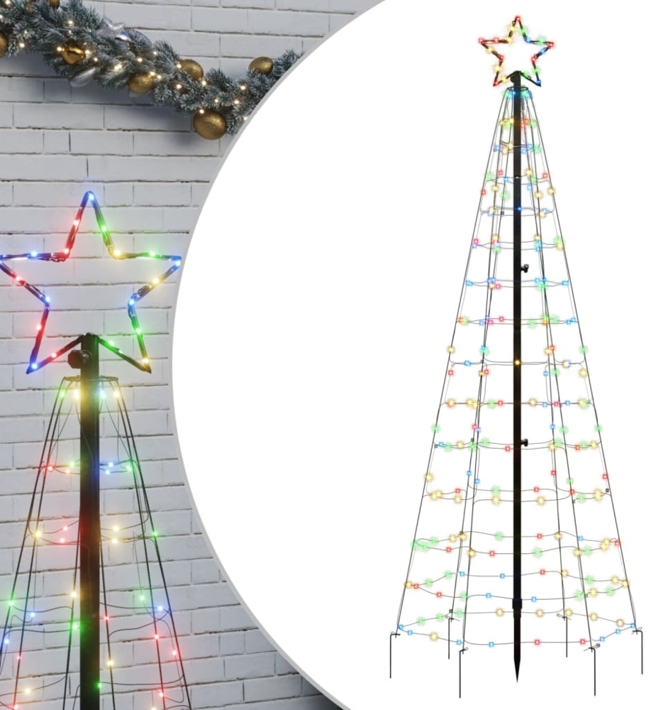 vidaXL LED-Weihnachtsbaum mit Erdspießen 220 LEDs Mehrfarbig 180 cm 358102 Bild 1