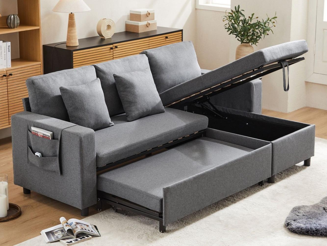 SeedWave Schlafsofa L-förmiges 3-Sitzer Sofa mit Schlaffunktion, Schlafsofa mit Stauraum, gepolstertes Leinensofa mit Seitentasche, für Wohnzimmer, Wohnung Bild 1