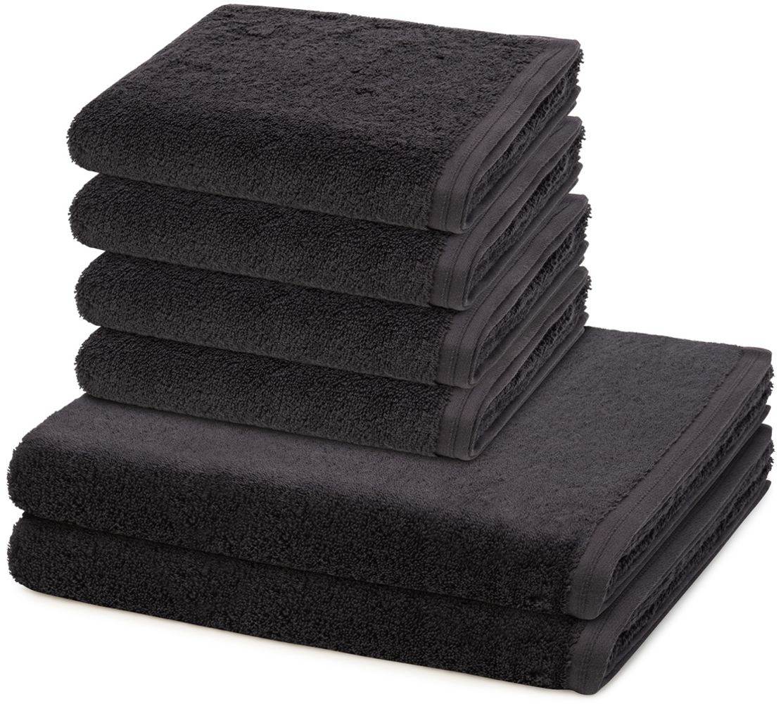 Vossen Vegan Life 6 tlg. Frottier-Set - 4 X Handtuch (50 X 100cm), 2 X Duschtuch (67 X 140cm) - 580 g/m2 - Anthrazit Bild 1
