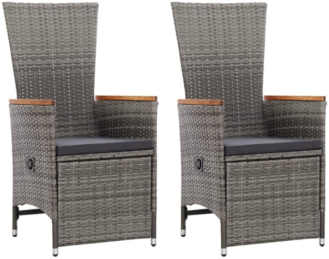 vidaXL Garten-Liegestühle 2 Stk. mit Auflagen Poly Rattan Grau 46045 Bild 1