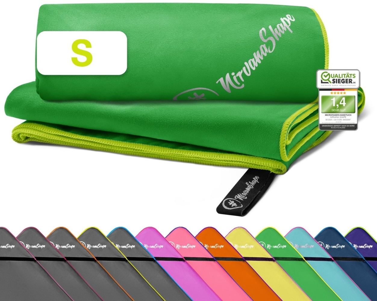 NirvanaShape Reisehandtuch Mikrofaser Handtuch, Badehandtuch, Reisehandtuch, Sporthandtuch, Ecktasche mit Reißverschluss, saugfähig, leicht, schnelltrocknend Bild 1