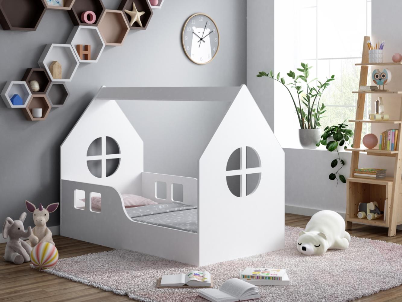 Sämann® Babybett Hausbett Mond 70x140 cm mit Matratze delight, weiß Bild 1